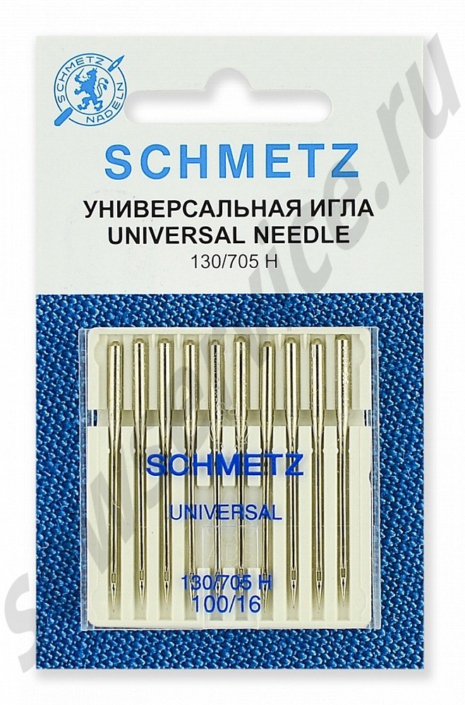 Иглы стандартные 130/705H № 100, 10 шт. Schmetz 22:15.2.XES